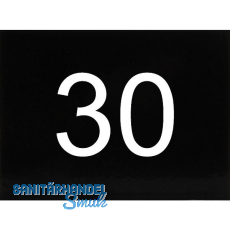 Nummernschild selbstklebend, 40 x 30 mm, Type 30, Kunststoff schwarz gl�nzend