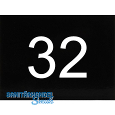 Nummernschild selbstklebend, 40 x 30 mm, Type 32, Kunststoff schwarz gl�nzend