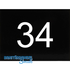 Nummernschild selbstklebend, 40 x 30 mm, Type 34, Kunststoff schwarz gl�nzend