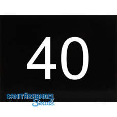 Nummernschild selbstklebend, 40 x 30 mm, Type 40, Kunststoff schwarz gl�nzend