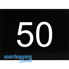 Nummernschild selbstklebend, 40 x 30 mm, Type 50, Kunststoff schwarz gl�nzend