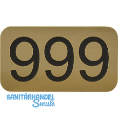 Nummernschild selbstklebend, 35 x 20 mm, Type 51-999, Kunststoff gold metallic