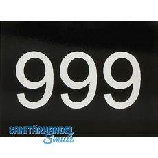 Nummernschild selbstklebend, 40 x 30 mm, Type 51-999,Kunststoff schwarz gl�nzend