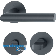 HOPPE Drückergarnitur AMSTERDAM - auf Flachrosette WC, Edelstahl schwarz matt HOPPE Drückergarnitur AMSTERDAM - auf Flachrosette WC, Edelstahl schwarz matt