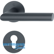 HOPPE Drückergarnitur AMSTERDAM - auf Flachrosette PZ, Edelstahl schwarz matt HOPPE Drückergarnitur AMSTERDAM - auf Flachrosette PZ, Edelstahl schwarz matt