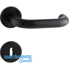 HOPPE Drückergarnitur PARIS auf Rosette BB, 37 - 42 mm, Edelstahl schwarz matt HOPPE Drückergarnitur PARIS auf Rosette BB, 37 - 42 mm, Edelstahl schwarz matt