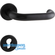 Feuerschutz-Dr�ckergarnitur PARIS Rosette PZ, 40-45 mm, Edelstahl schwarz matt