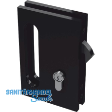 Glasschiebetürschloss B94 mit Bogenriegel, PZ, Aluminium schwarz Glasschiebetürschloss B94 mit Bogenriegel, PZ, Aluminium schwarz