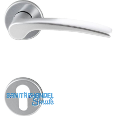 Drückergarnitur TRIEST - auf Rosette PZ, 38 - 42, Aluminium silber eloxiert Drückergarnitur TRIEST - auf Rosette PZ, 38 - 42, Aluminium silber eloxiert