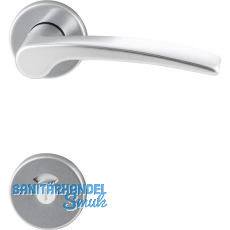 Drückergarnitur TRIEST - auf Rosette WC, 38 - 42, Aluminium silber eloxiert Drückergarnitur TRIEST - auf Rosette WC, 38 - 42, Aluminium silber eloxiert