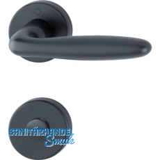 Drückergarnitur VERONA auf Rosette WC, Türstärke 37 - 47, Aluminium schwarz matt Drückergarnitur VERONA auf Rosette WC, Türstärke 37 - 47, Aluminium schwarz matt