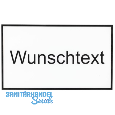 Leerschild inkl. zweizeiligem Text, Kunststoff weiß/schwarz Leerschild inkl. zweizeiligem Text, Kunststoff weiß/schwarz