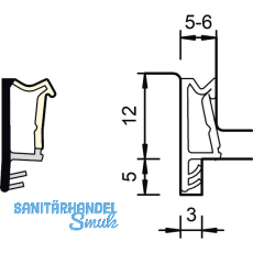 Fl�gelfalz- und �berschlagdichtung SP6865, Kunststoff graphitgrau