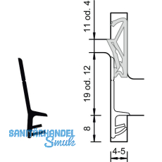 Stulpdichtung S 6600e, Kunststoff graphitgrau
