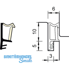 Überschlagdichtung SP 103a, Kunststoff graphitgrau Überschlagdichtung SP 103a, Kunststoff graphitgrau