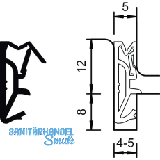 Haustürdichtung DS 112a, Silikon graphitgrau Haustürdichtung DS 112a, Silikon graphitgrau