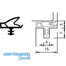 Türanschlagdichtung S 6699a, Kunststoff schwarz Türanschlagdichtung S 6699a, Kunststoff schwarz