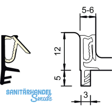 Fl�gelfalzdichtung SP 7603, Kunststoff graphitgrau