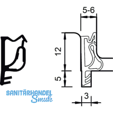 Fl�gelfalz- und �berschlagdichtung S 7503b, Kunststoff graphitgrau