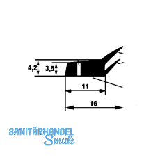 Dichtungsprofil mit Nagellöchern 2D, Stange mit 2,2 Meter,Kunststoff dunkelbraun Dichtungsprofil mit Nagellöchern 2D, Stange mit 2,2 Meter,Kunststoff dunkelbraun