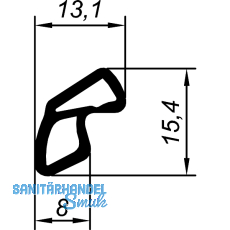 Dichtungsprofil AC 6063 FH f�r VOEST Stahlzarge Kurzb. Kunststoff schwarz