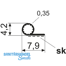 Dichtungsprofil einseitig selbstklebend Typ P3216 SK, Kunststoff wei�