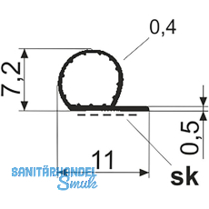 Dichtungsprofil einseitig selbstklebend Typ P3030 SK, Kunststoff wei�