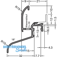 GUTMANN Regenschutzschiene Kocher L� 32 F-TXL, L=6000 mm, Alu silber eloxiert