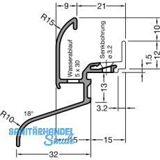 GUTMANN Regenschutzschiene Kocher SÖ 32-TXL, L=6000 mm, Aluminium weiß RAL 9016 GUTMANN Regenschutzschiene Kocher SÖ 32-TXL, L=6000 mm, Aluminium weiß RAL 9016