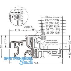GUTMANN Türschwelle Weser 74/32 TI L=6000 mm auf Maß Alu silber eloxiert GUTMANN Türschwelle Weser 74/32 TI L=6000 mm auf Maß Alu silber eloxiert