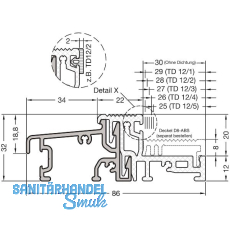 GUTMANN T�rschwelle Weser 86/32 TI L=6000 mm auf Ma� Alu silber eloxiert