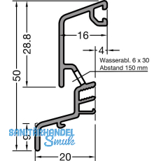 GUTMANN Regenschutzschiene Spree-D 24 OF, L=6000 mm, Aluminium wei� RAL 9016