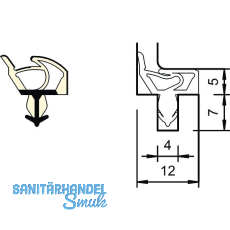 Innent�rdichtung SP 7522, Kurzbund � 6,25 Meter, Kunststoff beige