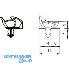 Innent�rdichtung SP 7544, Kurzbund � 6,25 Meter, Kunststoff beige