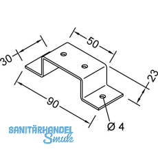 GUTMANN Fallrohrhalter 90 x 30 mm, Aluminium blank