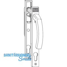 WINKHAUS Griffgarnitur GG.RR.F1, PZ-Lochung, bis TS 70 mm, Alu silberf�rbig