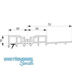 GU Thermostep 204 Aufsatzschiene-1 19/73, L=3300, GEALAN S 9000, Kunststoff grau