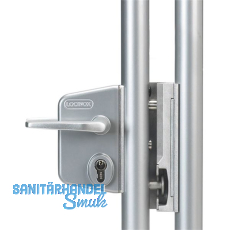 Gittertorschloss-Set LARQ4040 U2L, PZW, für Rundrohr, Aluminium silberfärbig Gittertorschloss-Set LARQ4040 U2L, PZW, für Rundrohr, Aluminium silberfärbig