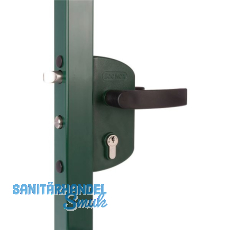 Gittertorschloss LAKZ4040 P1L, f�r 40 mm Vierkantrohr, Aluminium RAL7040