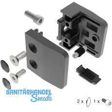 ECONOMY Glasklemmbeschlag für Vierkantrohr, eckig Edelstahl schwarz matt ECONOMY Glasklemmbeschlag für Vierkantrohr, eckig Edelstahl schwarz matt