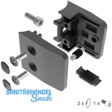 ECONOMY Glasklemmbeschlag für Rundrohr 42,4mm, eckig Edelstahl schwarz matt ECONOMY Glasklemmbeschlag für Rundrohr 42,4mm, eckig Edelstahl schwarz matt