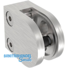 ECONOMY Glasklemmbeschlag f�r Vierkantrohr, rund, Edelstahl geschliffen V2A