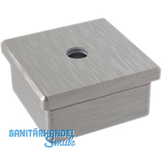 ECONOMY Endkappe eckig,hohl m.Mittelbohrung M8,50x50mm,Edelstahl geschliffen V2A ECONOMY Endkappe eckig,hohl m.Mittelbohrung M8,50x50mm,Edelstahl geschliffen V2A