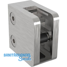 ECONOMY Glasklemmbeschlag f�r Vierkantrohr, eckig, Edelstahl geschliffen V2A