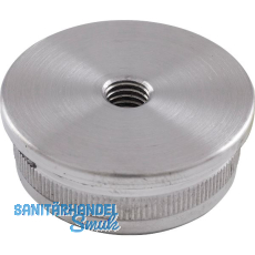 ECONOMY Rändelkappe flach hohl, Rohr 42,4 x 2 ,Edelstahl geschliffen V2A, M8 ECONOMY Rändelkappe flach hohl, Rohr 42,4 x 2 ,Edelstahl geschliffen V2A, M8