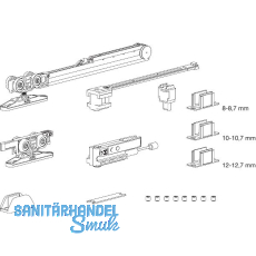 TERNO Beschlagset Vetro 40 Fluid 70/Basic Komfort Glas 80 kg ohne Laufschiene TERNO Beschlagset Vetro 40 Fluid 70/Basic Komfort Glas 80 kg ohne Laufschiene