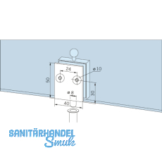 DORMA-Glas Feststellriegel 12.312 mit Bodenbuchse für 8 mm Glas, silber eloxiert DORMA-Glas Feststellriegel 12.312 mit Bodenbuchse für 8 mm Glas, silber eloxiert