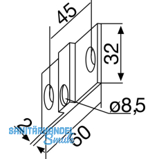 Befestigungslaschen zu DORMA-Glas PT30, Aluminium silber eloxiert