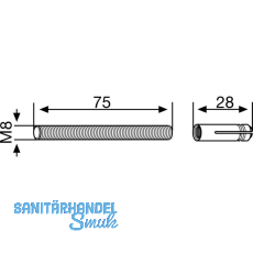 DORMA-Glas Gewindestift f�r PT 30, M 8 mit D�bel, Stahl verzinkt (03.134)