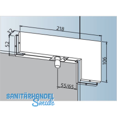 Winkeloberlichtbeschlag PT 40 m. Zapfen � 15 mm, Glas 10 mm,silber elox.(03.140)